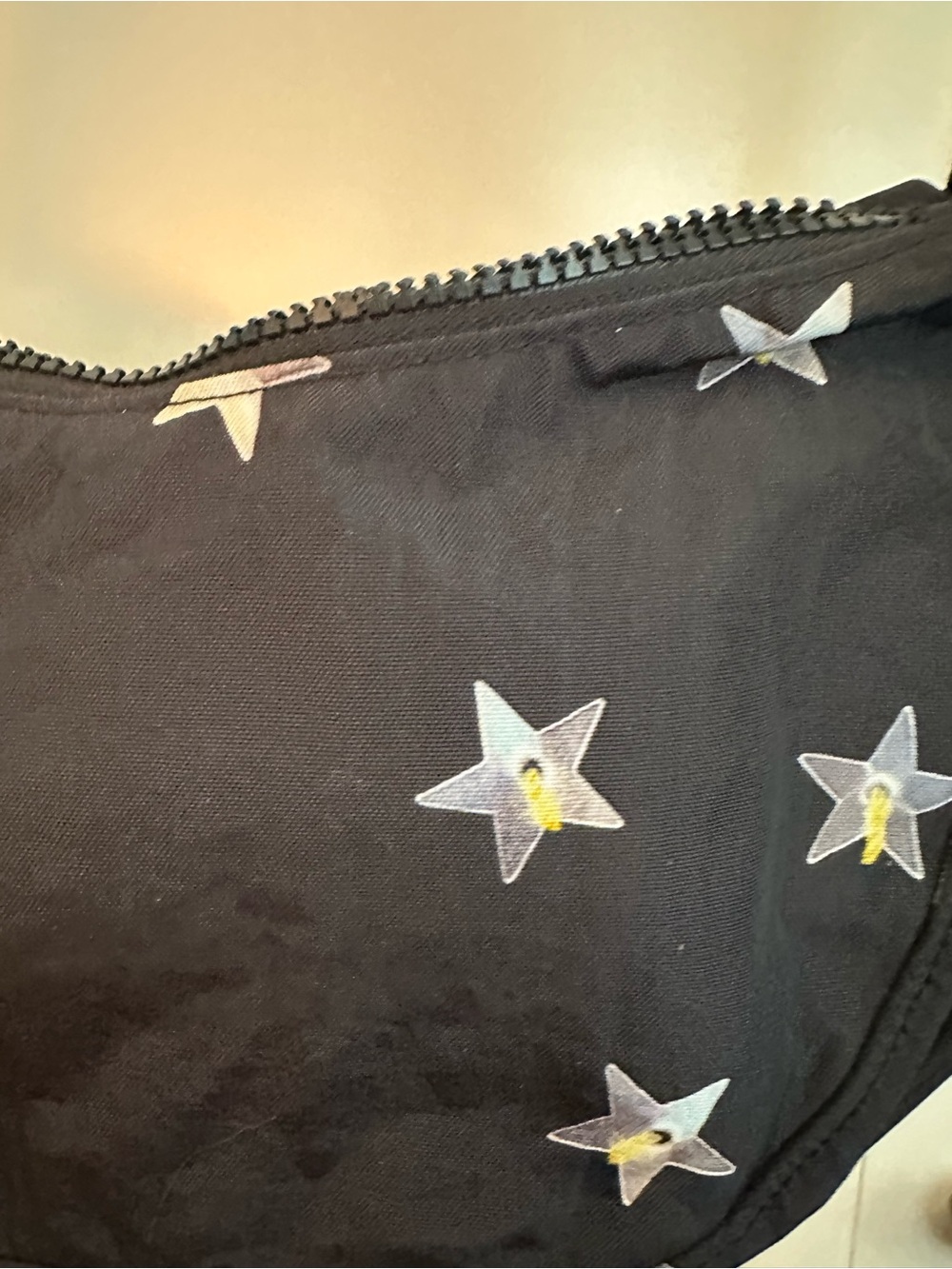 BAGGU Black Small Nylon Crescent Bag with Silver Star Accent print - NWT - Picture 2 of 3